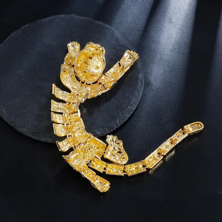 Spilla da uomo con grande tigre maestosa e strass scintillanti di lusso - image 13