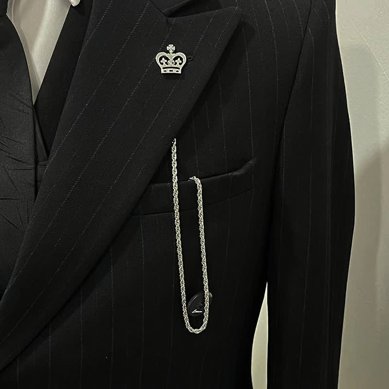Spilla da uomo con catena pendente a forma di bavero per smoking e camicia