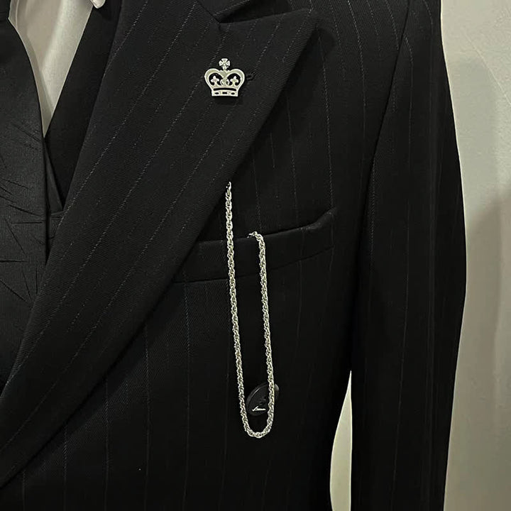 Spilla da uomo con catena pendente a forma di bavero per smoking e camicia