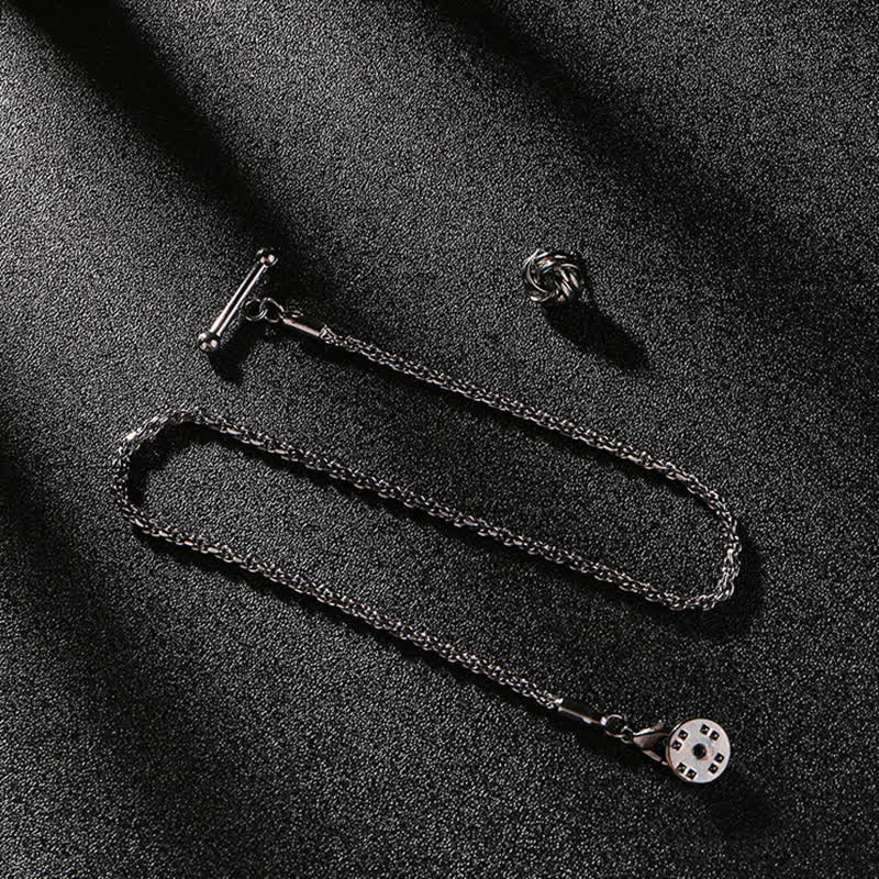 Spilla da uomo con catena pendente a forma di bavero per smoking e camicia - Nodo fortunato - Grigio - image 10