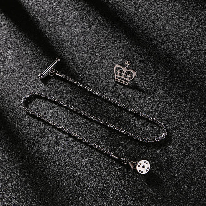 Spilla da uomo con catena pendente a forma di bavero per smoking e camicia - Corona - Grigio - image 6