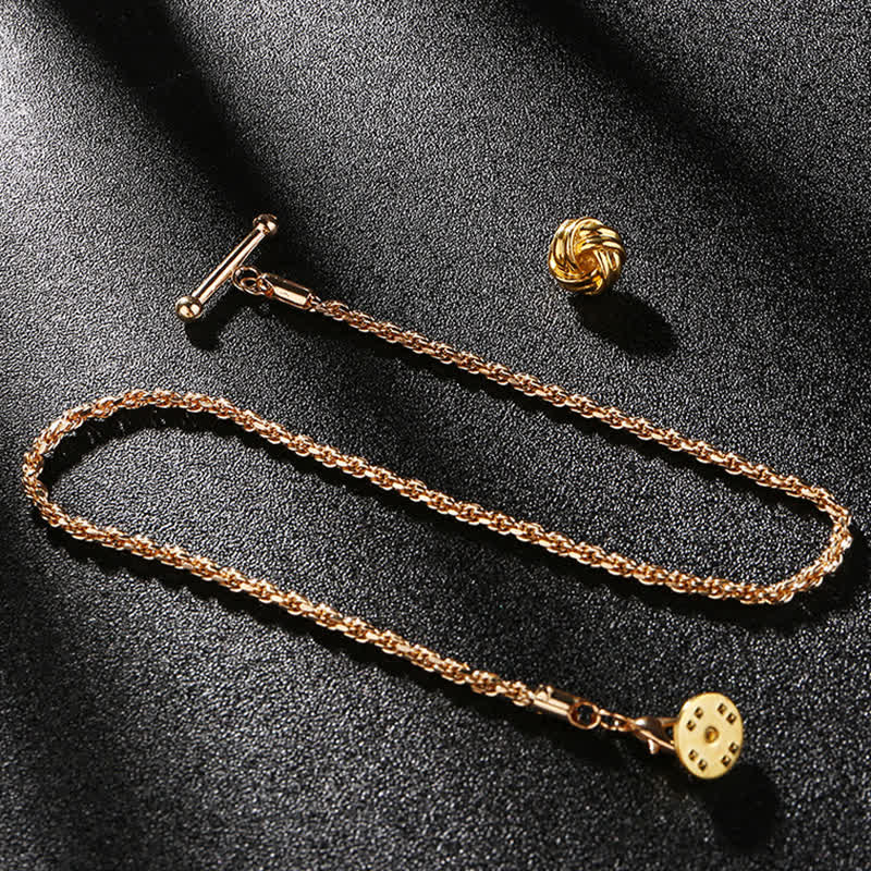 Spilla da uomo con catena pendente a forma di bavero per smoking e camicia