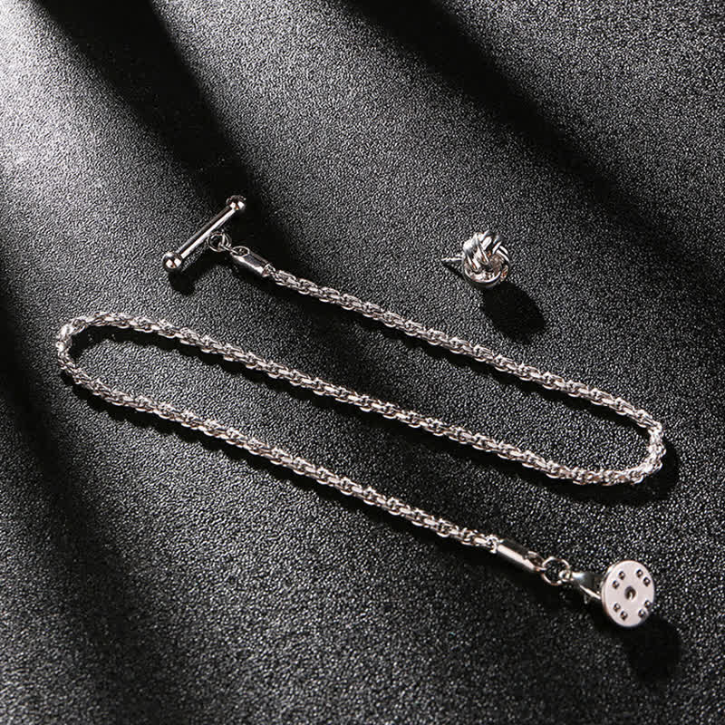 Spilla da uomo con catena pendente a forma di bavero per smoking e camicia - Nodo fortunato - Argento - image 7