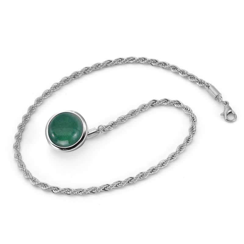 Spilla da uomo classica con catena da bavero in pietra preziosa naturale e catena pendente - Verde e argento - image 10
