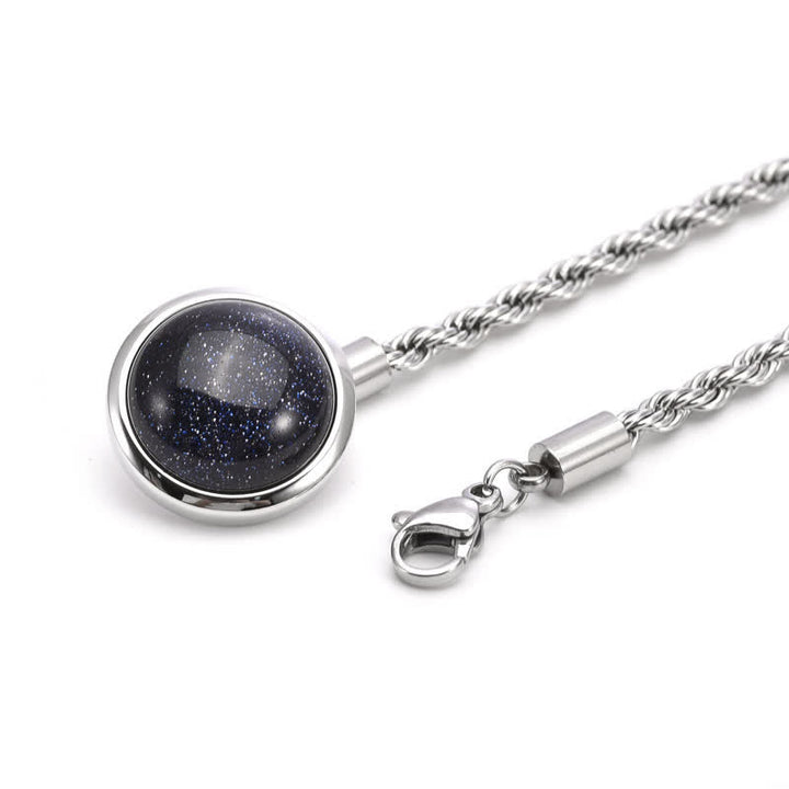 Spilla da uomo classica con catena da bavero in pietra preziosa naturale e catena pendente - Nero e argento - image 3