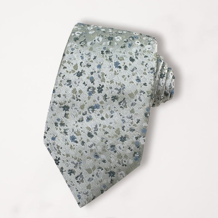 Cravatta da uomo in poliestere jacquard floreale verde