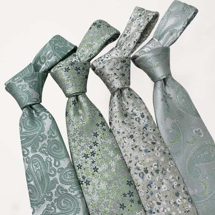 Cravatta da uomo in poliestere jacquard floreale verde