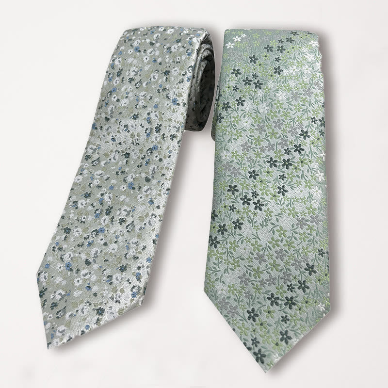Cravatta da uomo in poliestere jacquard floreale verde
