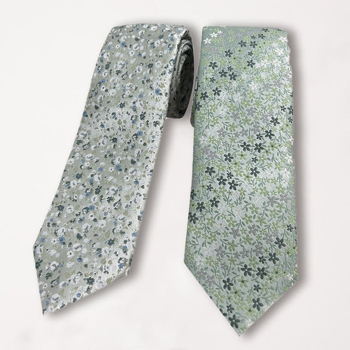 Cravatta da uomo in poliestere jacquard floreale verde