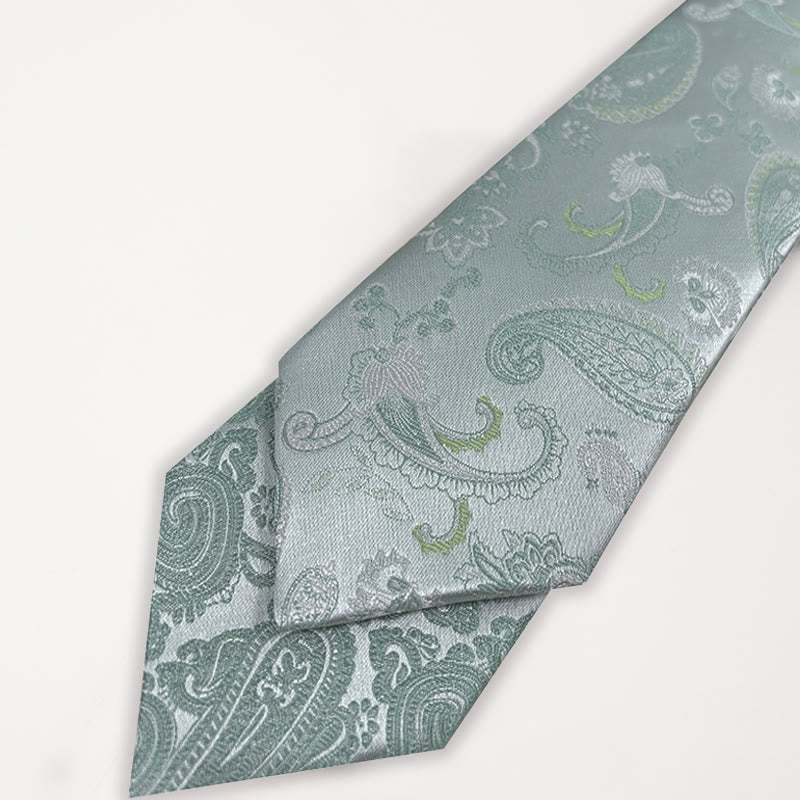 Cravatta da uomo in poliestere jacquard floreale verde