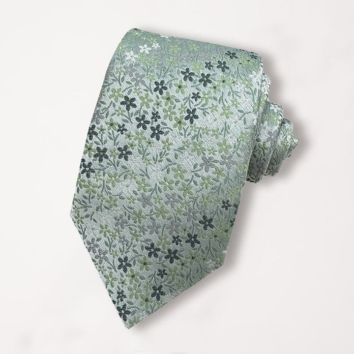 Cravatta da uomo in poliestere jacquard floreale verde