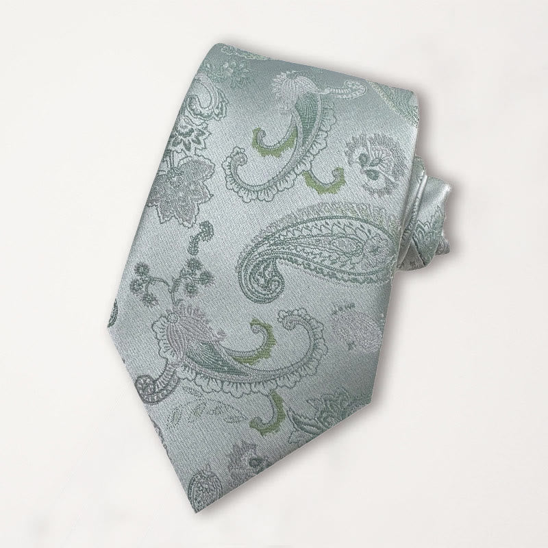 Cravatta da uomo in poliestere jacquard floreale verde