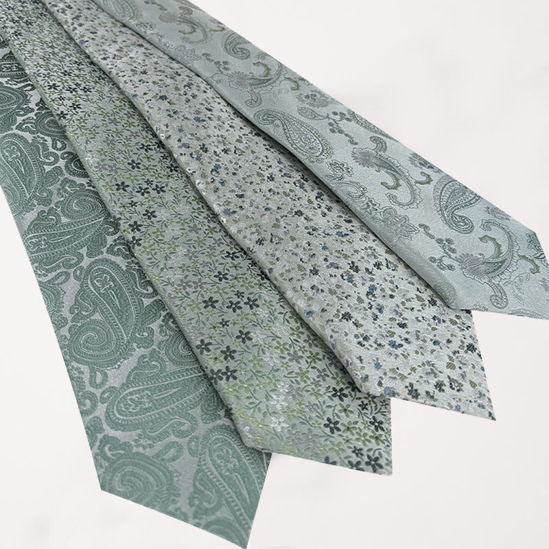 Cravatta da uomo in poliestere jacquard floreale verde