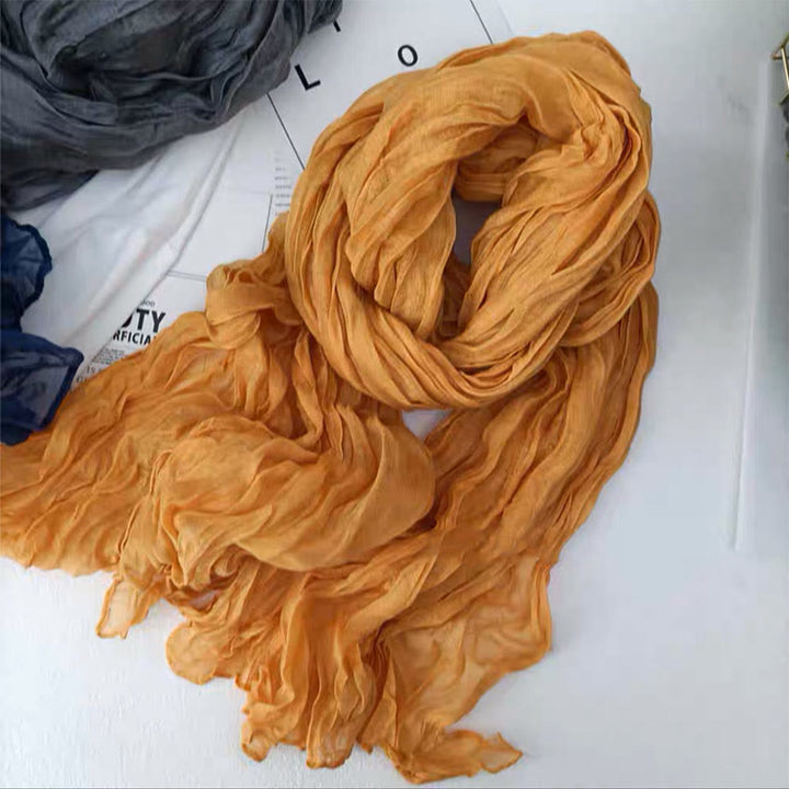 Sciarpa sottile in lino e cotone tinta unita retrò da donna