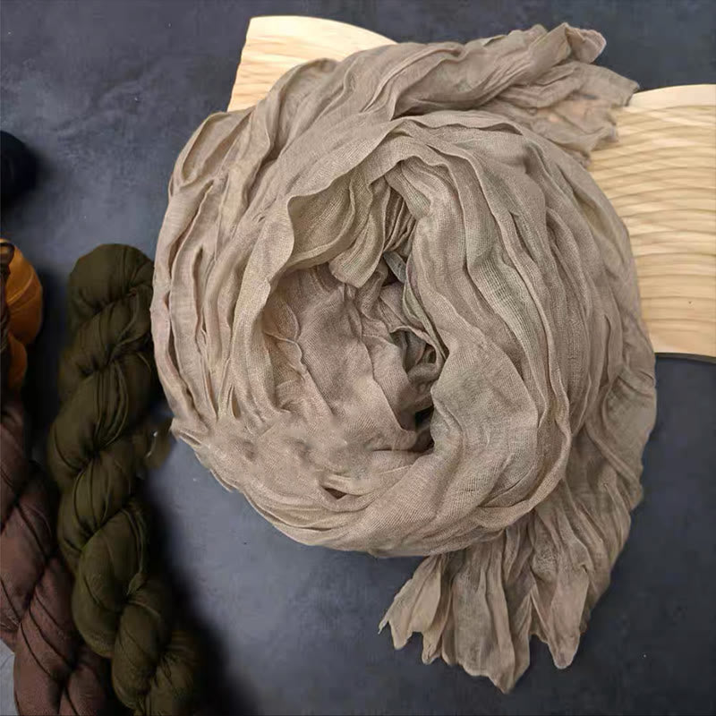 Sciarpa sottile in lino e cotone tinta unita retrò da donna