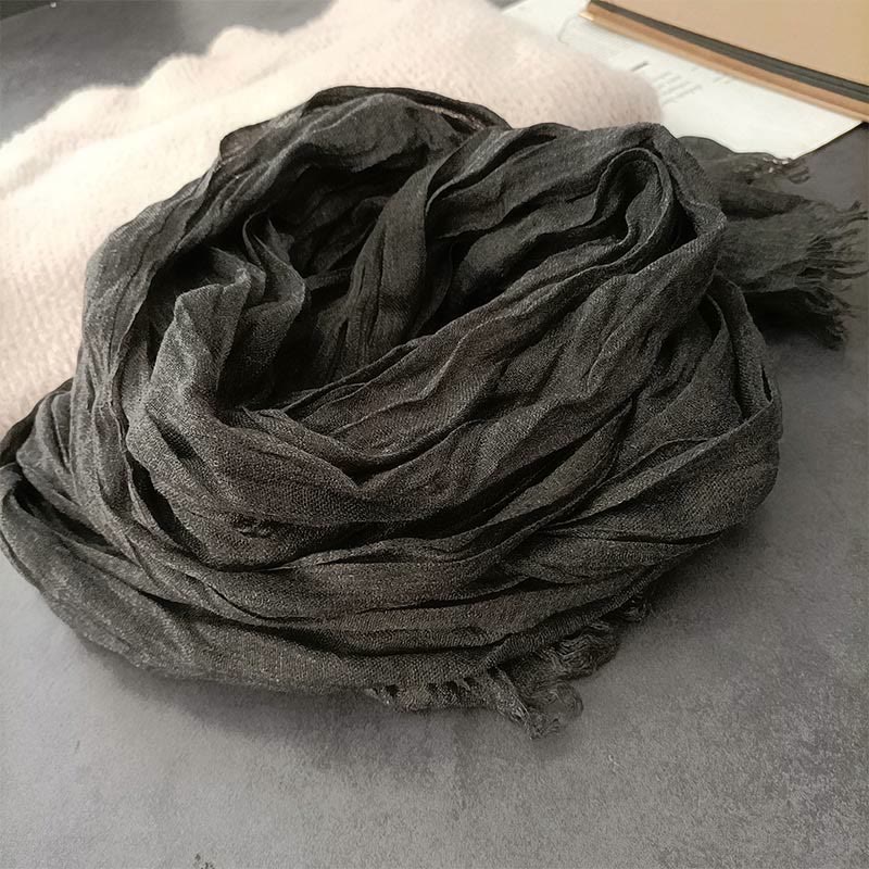 Sciarpa sottile in lino di cotone leggero e tinta unita retrò da donna