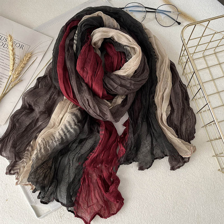 Sciarpa sottile da donna in tinta unita sfumata - Caffè rosso beige - image 17