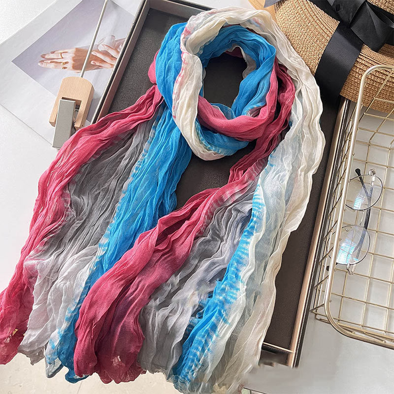 Sciarpa sottile da donna in tinta unita sfumata - Blu Beige Rosa - image 25