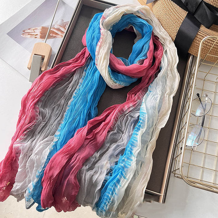 Sciarpa sottile da donna in tinta unita sfumata - Blu Beige Rosa - image 25