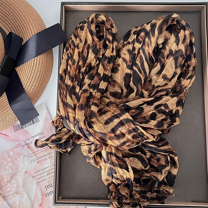 Sciarpa sottile da donna in tinta unita sfumata - Caffè leopardo - image 20