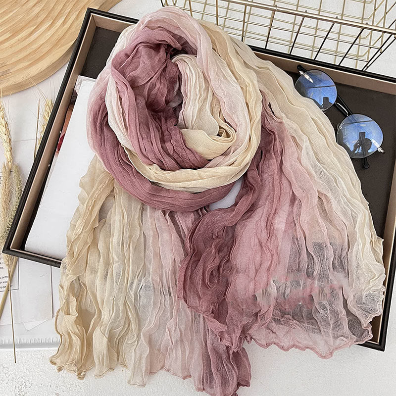 Sciarpa sottile da donna in tinta unita sfumata - Beige rosa scuro - image 13