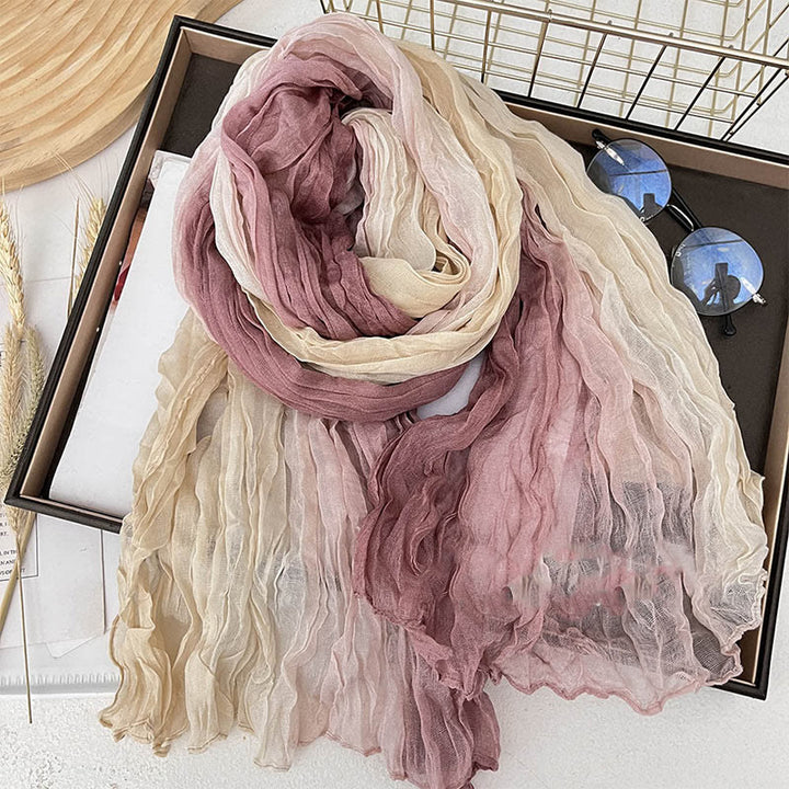 Sciarpa sottile da donna in tinta unita sfumata - Beige rosa scuro - image 13