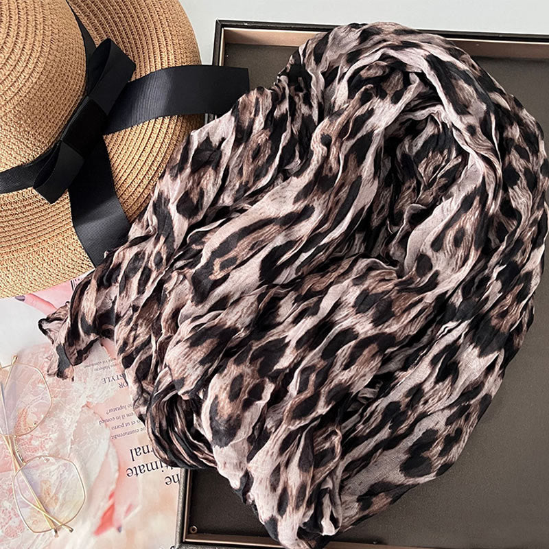 Sciarpa sottile da donna in tinta unita sfumata - Leopardo Beige - image 21