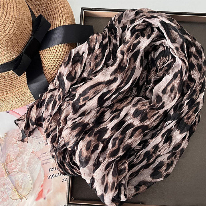 Sciarpa sottile da donna in tinta unita sfumata - Leopardo Beige - image 21
