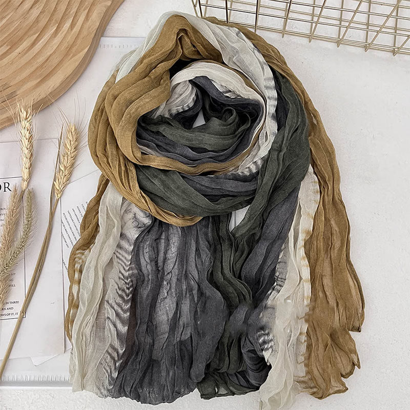 Sciarpa sottile da donna in tinta unita sfumata - Grigio Beige Giallo - image 14