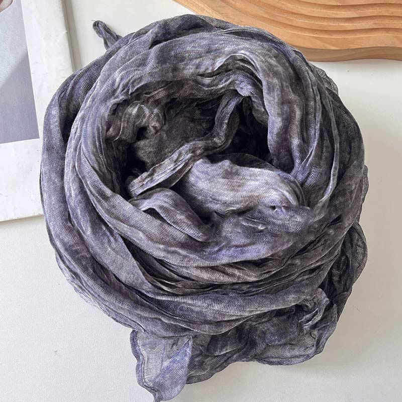 Sciarpa sottile da donna con motivo tie-dye retrò - Grigio - image 9