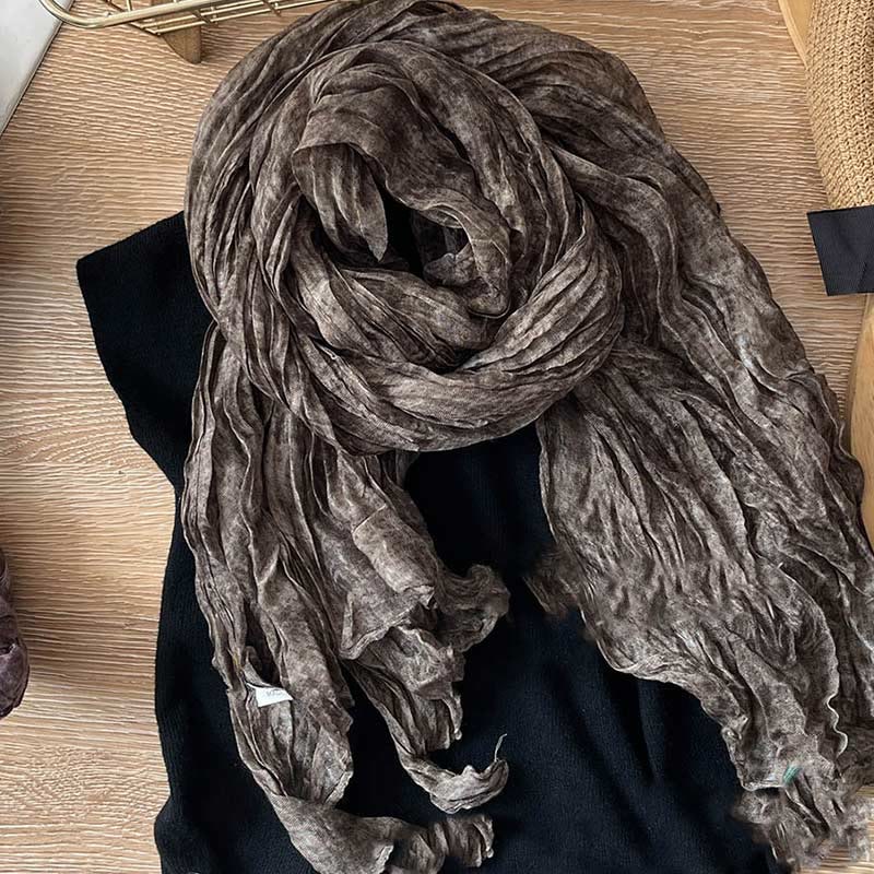 Sciarpa sottile da donna con motivo tie-dye retrò - Caffè - image 3