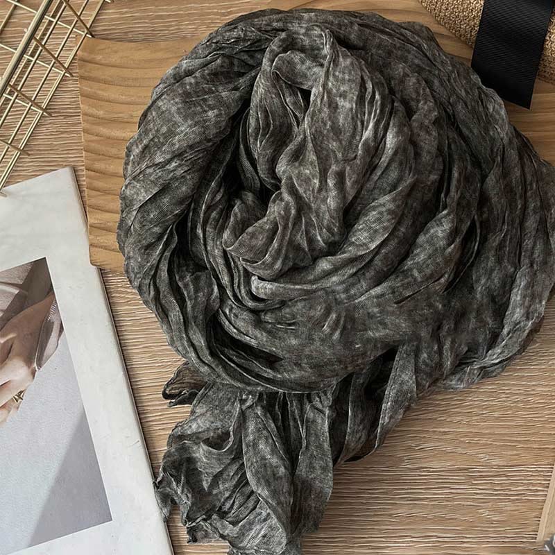 Sciarpa sottile da donna con motivo tie-dye retrò - Grigio scuro - image 4