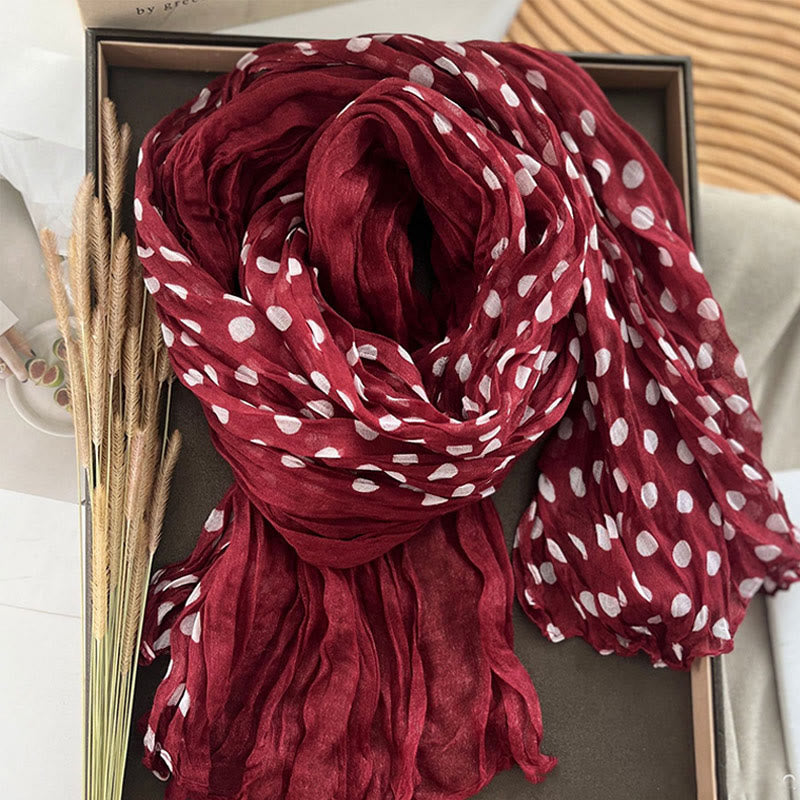 Sciarpa sottile arricciata a pois retrò da donna - Rosso - image 5