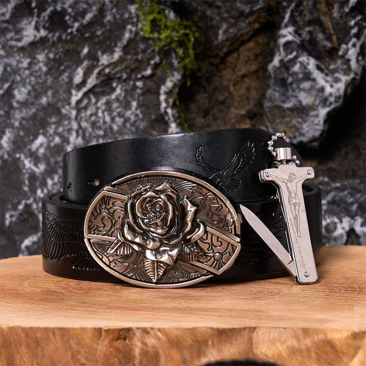 Set di accendini Black Ice con fibbia per cintura fai da te con coltello nascosto Poker Ace