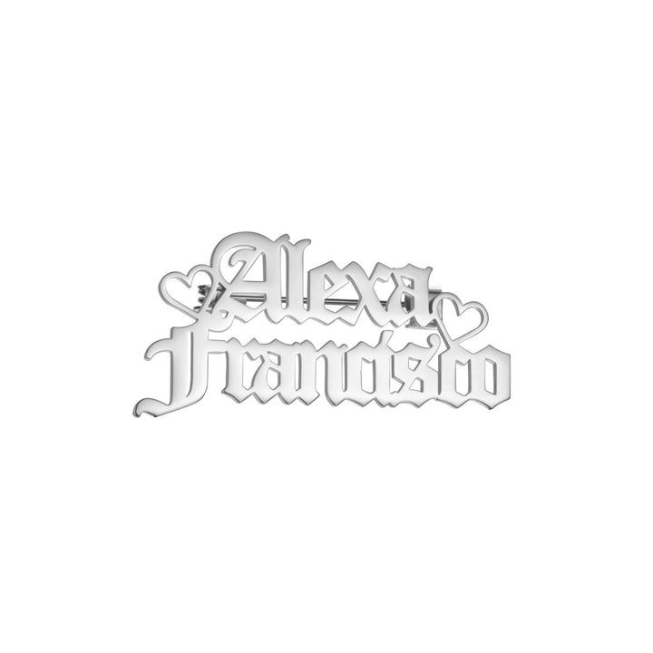 Spilla personalizzata con due nomi in acciaio inossidabile, accessori per abiti - Argento - image 6