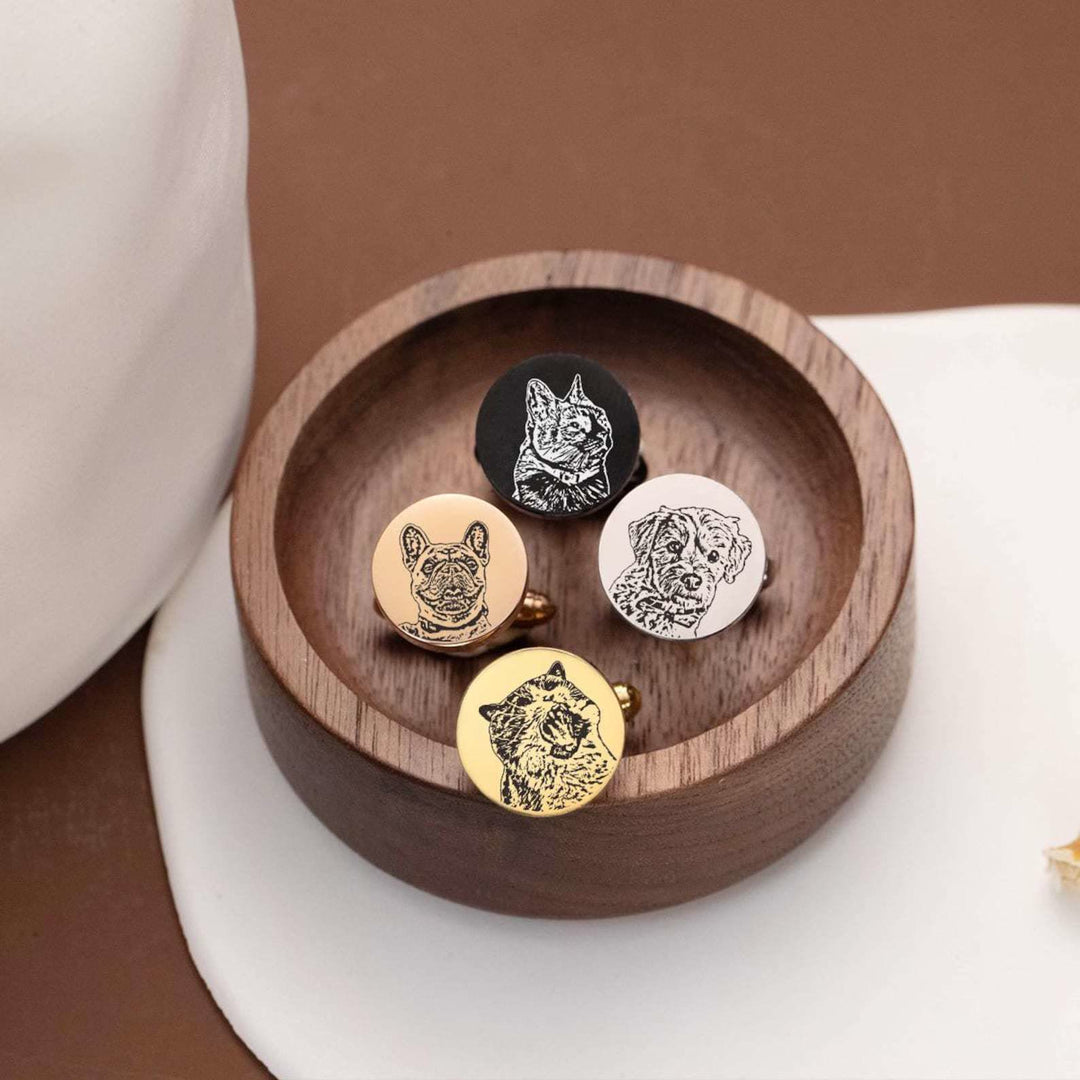 1 paio di copri bottoni con ritratto di animali domestici personalizzati, set di gemelli - image 3