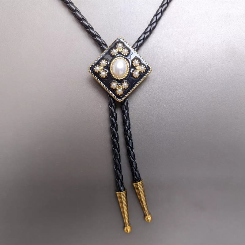Cravatta Bolo Western Cowboy con Perla e Croce, Regalo di Nozze