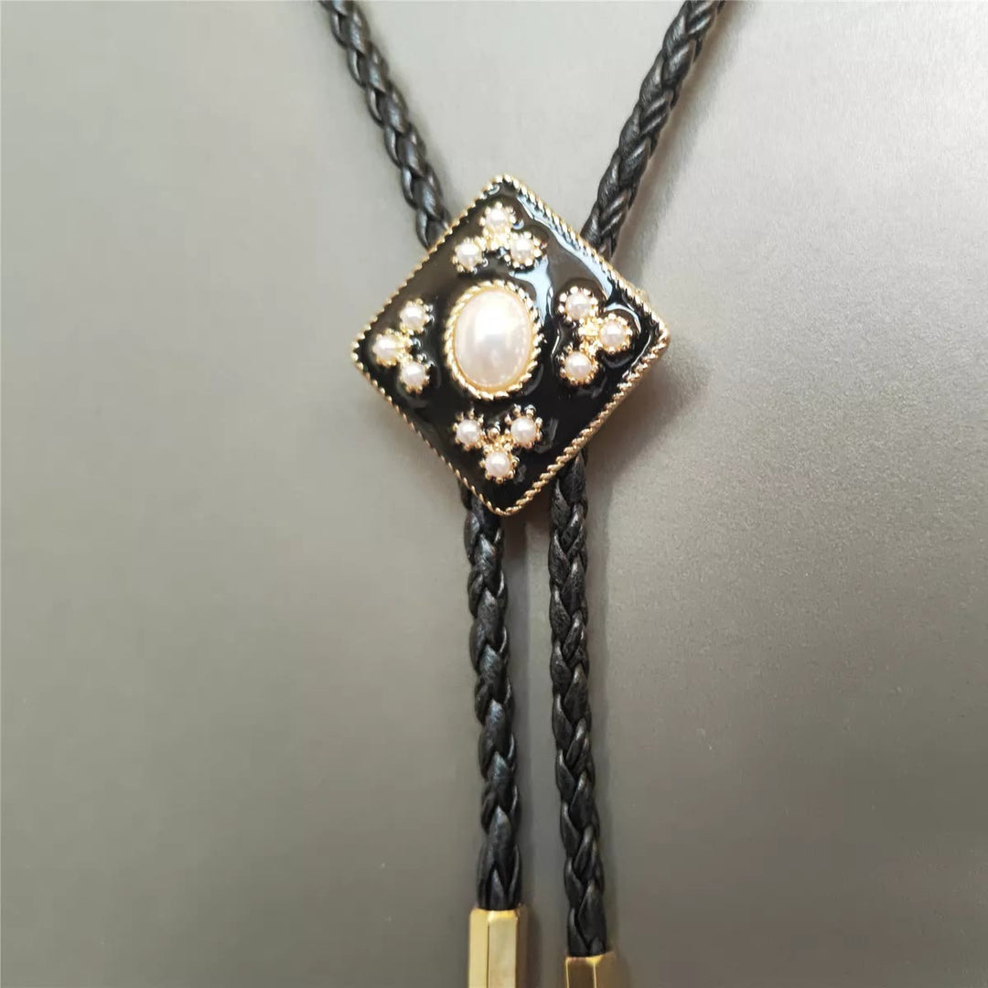 Cravatta Bolo Western Cowboy con Perla e Croce, Regalo di Nozze