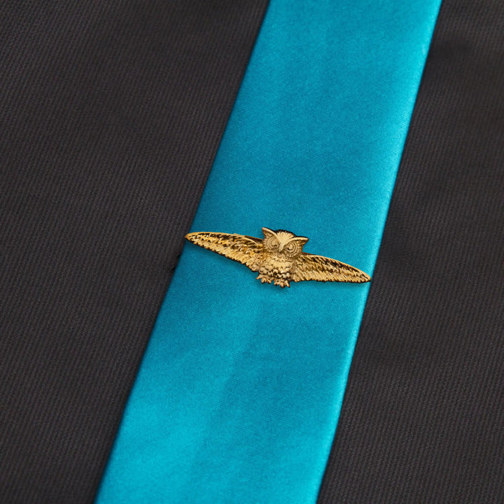 Fermacravatta a forma di gufo volante in oro per abbigliamento maschile