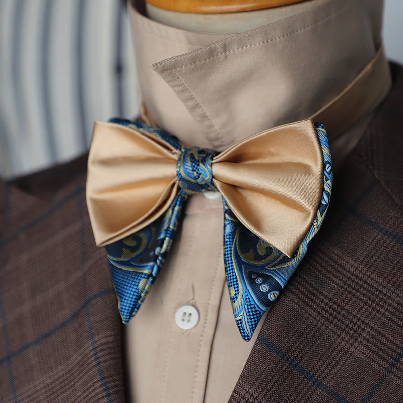 Papillon in raso regolabile a due strati con motivo Paisley oversize