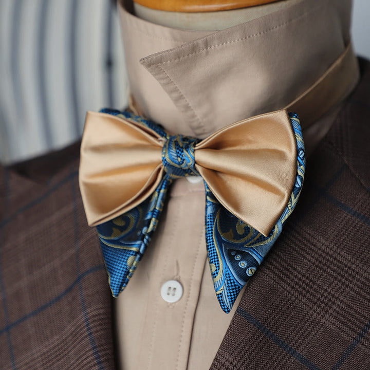 Papillon in raso regolabile a due strati con motivo Paisley oversize