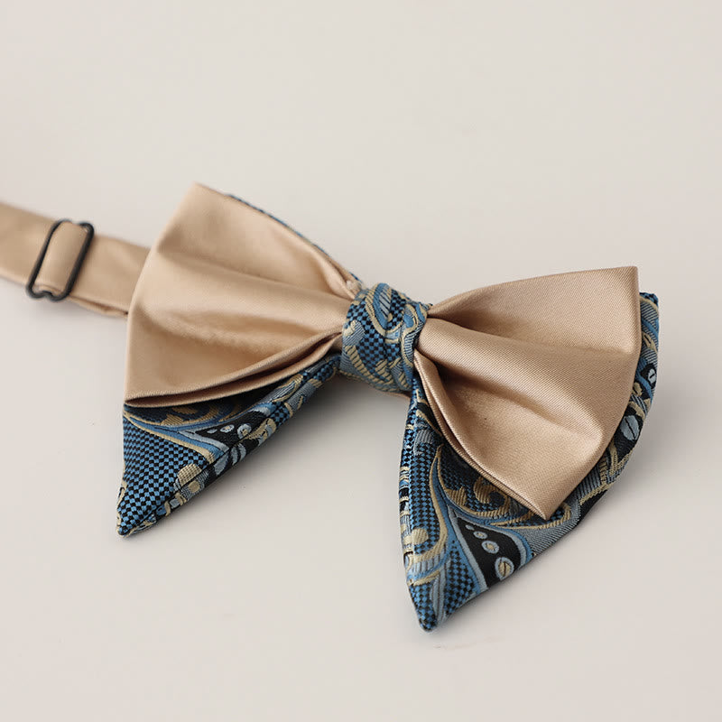 Papillon in raso regolabile a due strati con motivo Paisley oversize