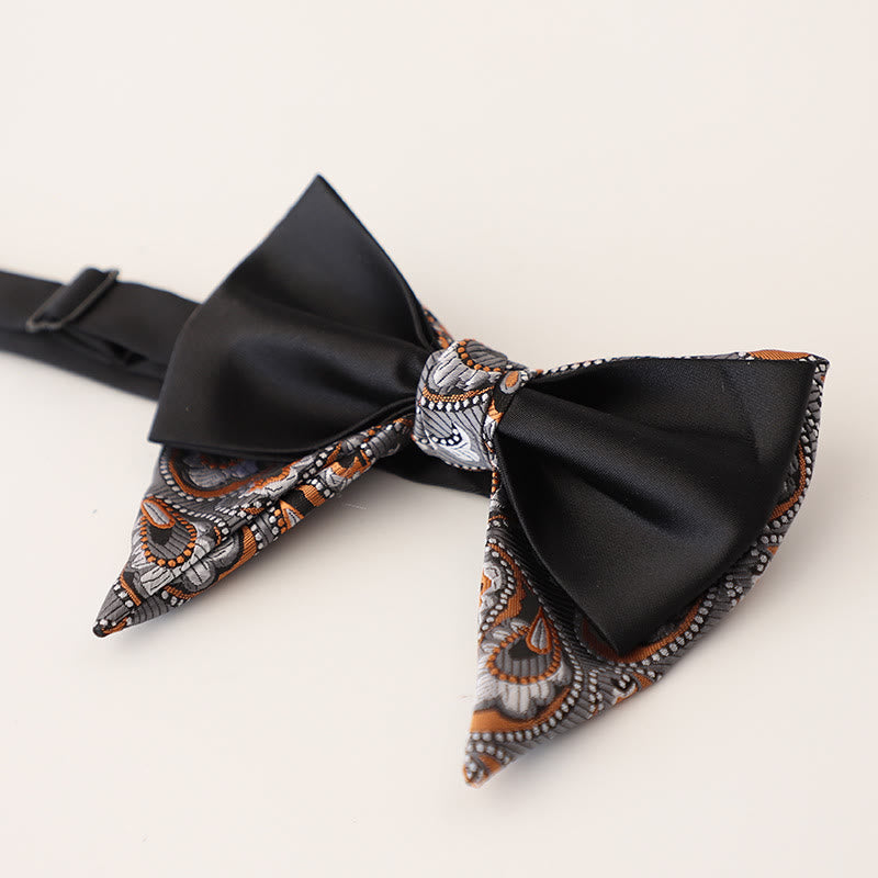 Papillon in raso regolabile a due strati con motivo Paisley oversize