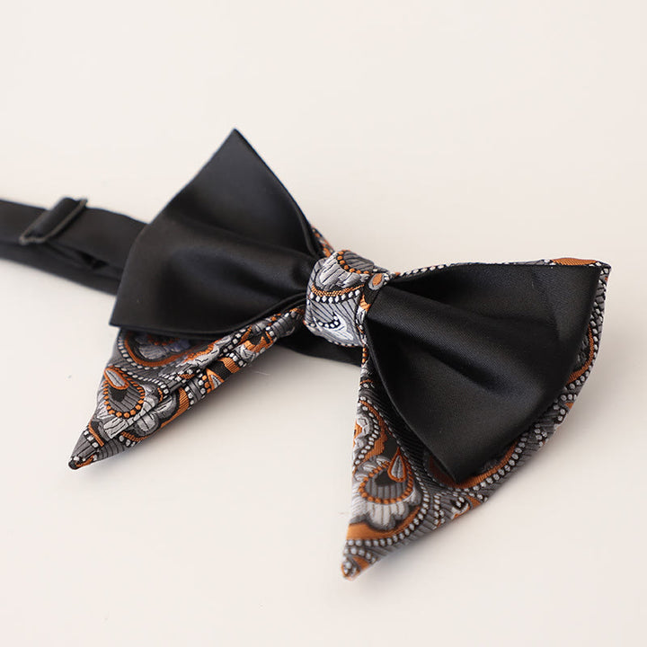 Papillon in raso regolabile a due strati con motivo Paisley oversize