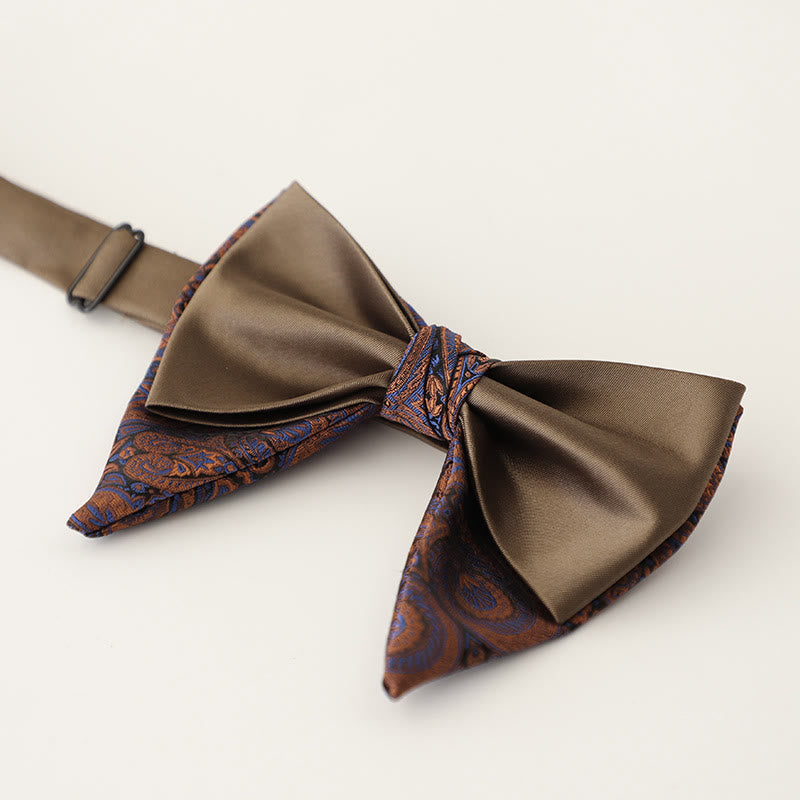 Papillon in raso regolabile a due strati con motivo Paisley oversize
