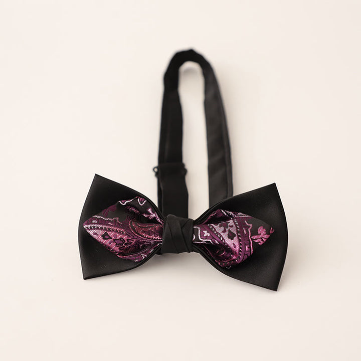 Papillon in raso a due strati con cinturino regolabile Paisley