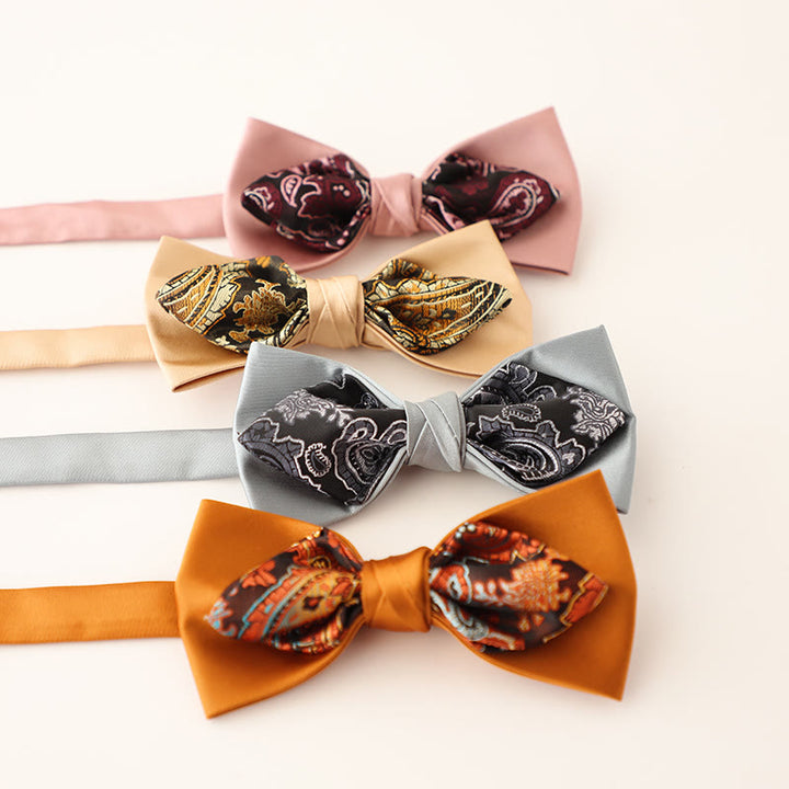 Papillon in raso a due strati con cinturino regolabile Paisley