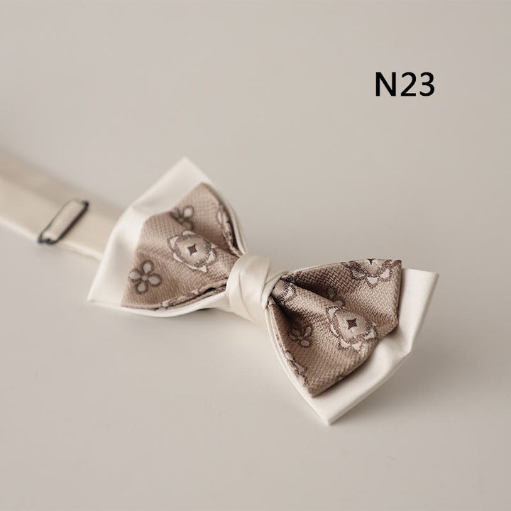 Papillon con cinturino regolabile in raso a due strati con motivo beige