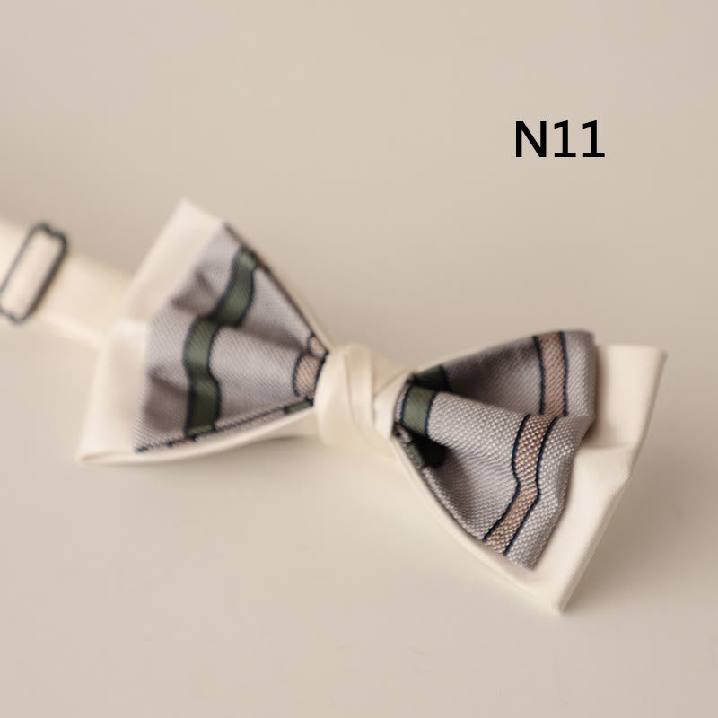 Papillon con cinturino regolabile in raso a due strati con motivo beige