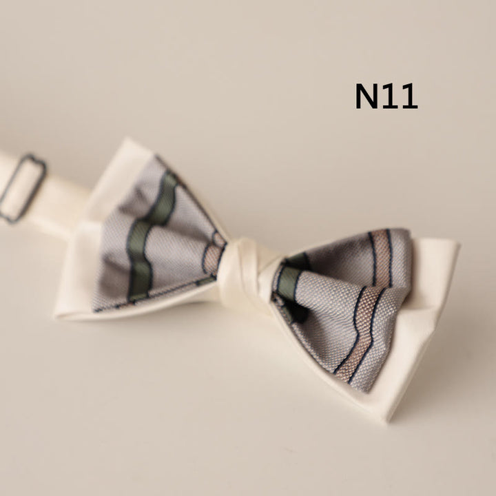 Papillon con cinturino regolabile in raso a due strati con motivo beige
